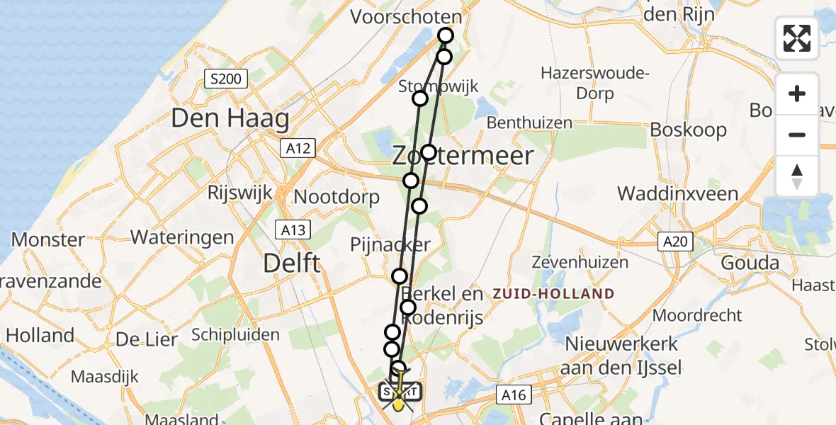 Routekaart van de vlucht: Lifeliner 2 naar Rotterdam The Hague Airport, A16 Rotterdam