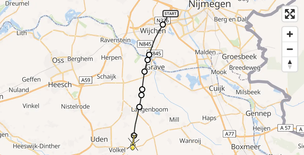 Routekaart van de vlucht: Lifeliner 3 naar Vliegbasis Volkel, Bijsterhuizen