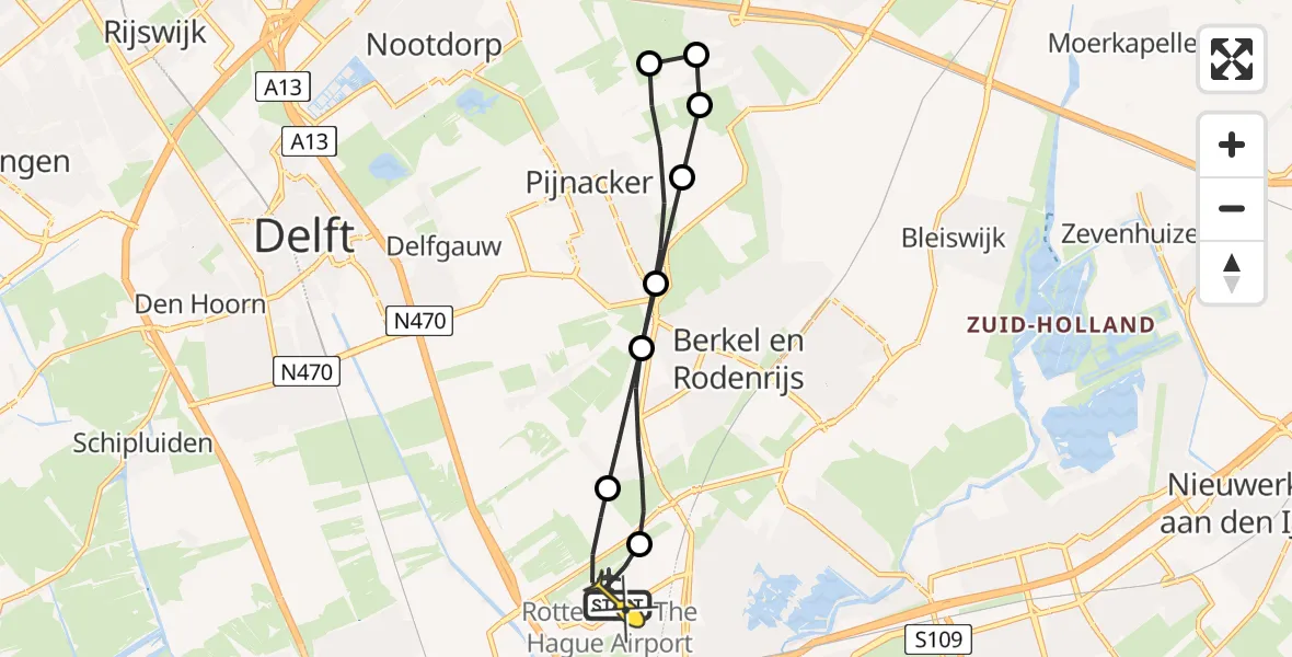 Routekaart van de vlucht: Lifeliner 2 naar Rotterdam The Hague Airport, Floriadepad