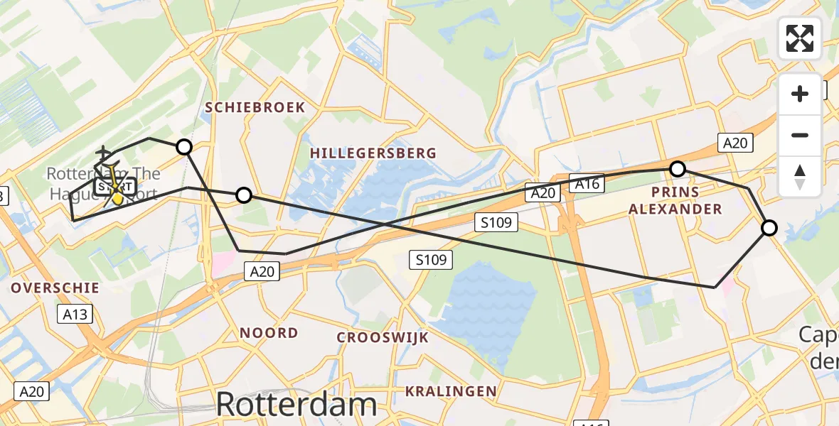 Routekaart van de vlucht: Lifeliner 2 naar Rotterdam The Hague Airport, Kastrupbaan