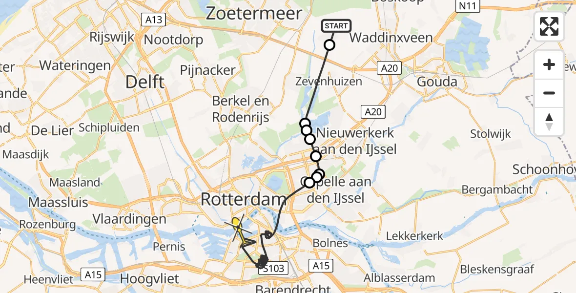 Routekaart van de vlucht: Politieheli naar Rotterdam, Kamwiel