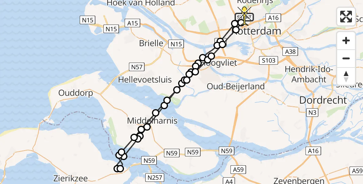 Routekaart van de vlucht: Lifeliner 2 naar Rotterdam The Hague Airport, Sidelingepad