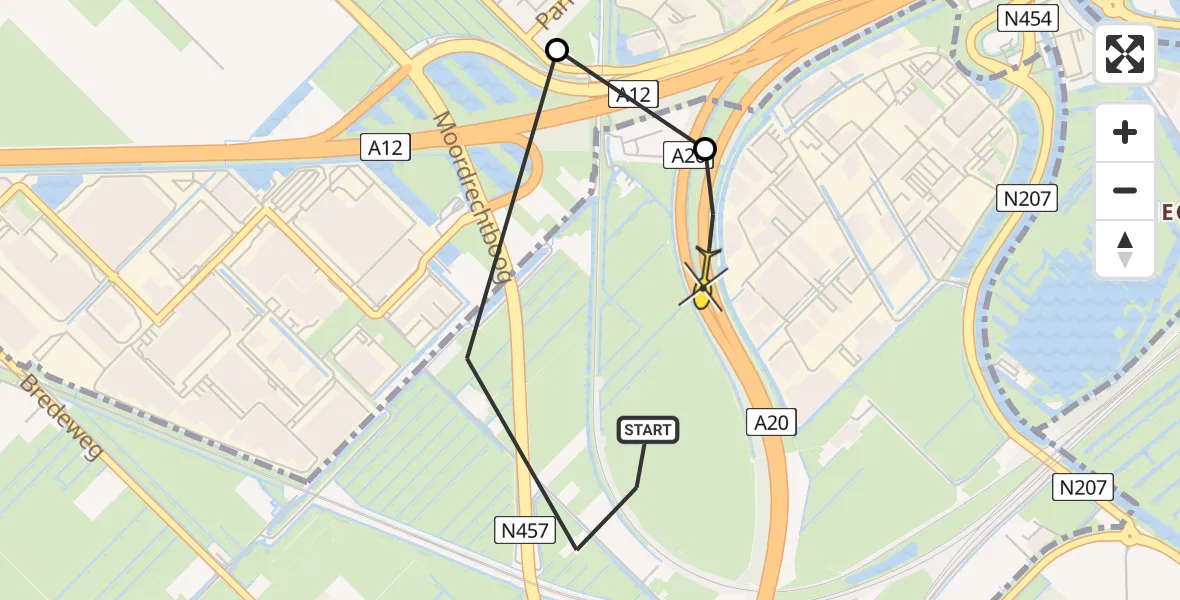 Routekaart van de vlucht: Politiehelikopter naar Moordrecht, Vijfde Tochtweg