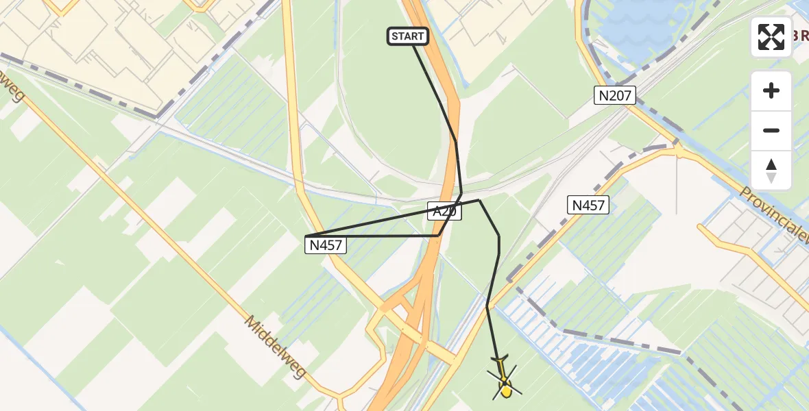 Routekaart van de vlucht: Politieheli naar Moordrecht, Moordrechtboog