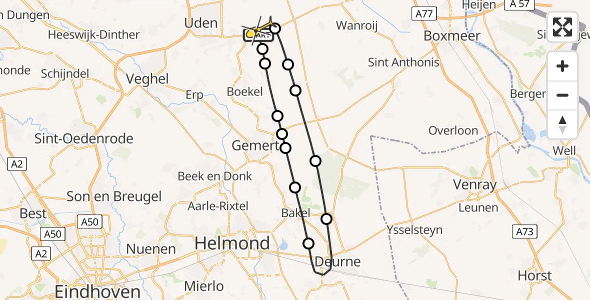 Routekaart van de vlucht: Lifeliner 3 naar Vliegbasis Volkel, Oosterheidestraat