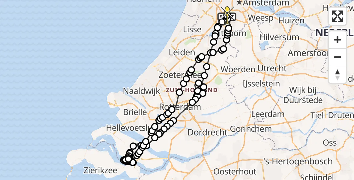 Vluchtroute Politiehelikopter van Schiphol naar Schiphol