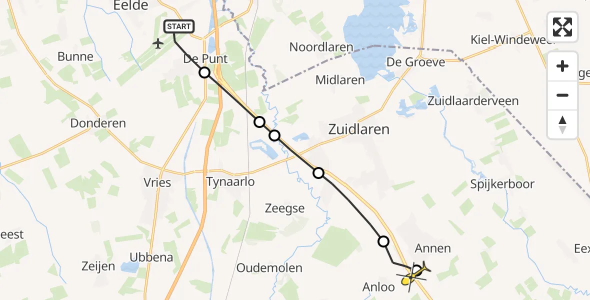 Routekaart van de vlucht: Lifeliner 4 naar Annen, Pelikaanstraat