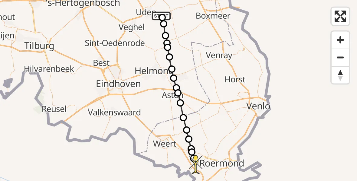 Routekaart van de vlucht: Lifeliner 3 naar Grathem, Nachtegaallaan