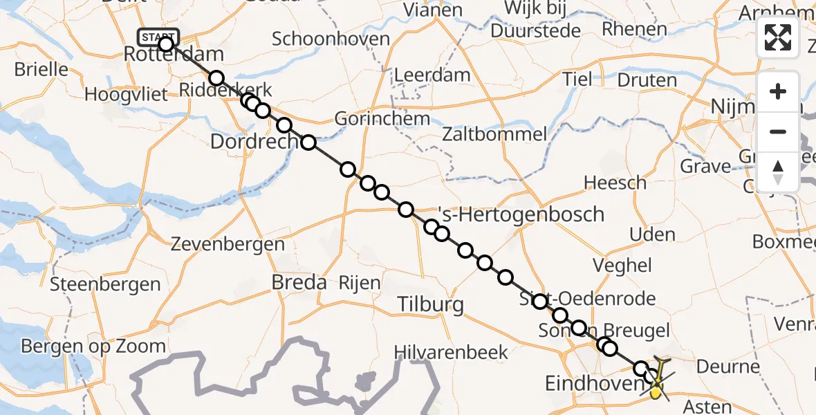 Routekaart van de vlucht: Lifeliner 2 naar Mierlo, Brandenburgbaan