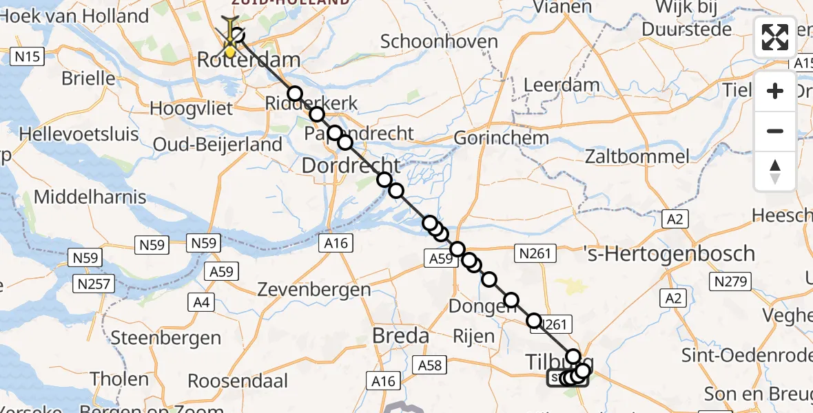 Routekaart van de vlucht: Lifeliner 2 naar Rotterdam The Hague Airport, Ambrosiusweg