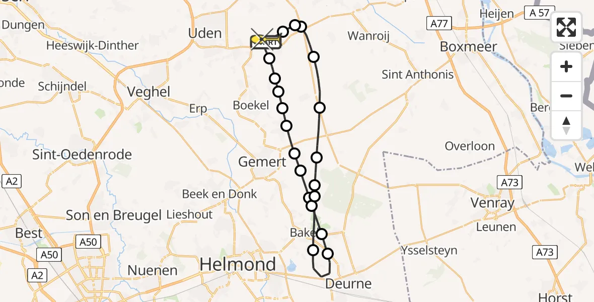 Routekaart van de vlucht: Lifeliner 3 naar Vliegbasis Volkel, Rechtestraat