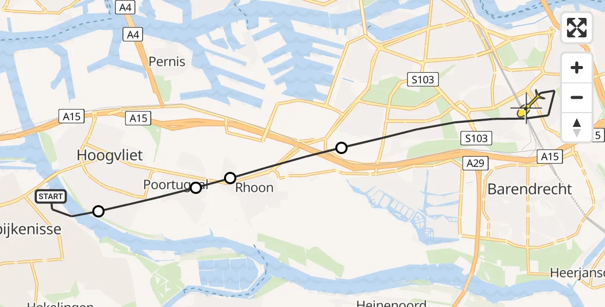 Routekaart van de vlucht: Lifeliner 2 naar Rotterdam, De Dijk fase 2