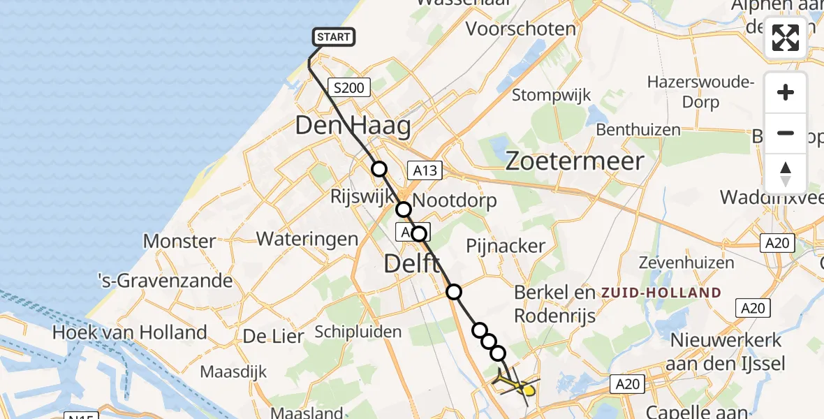 Routekaart van de vlucht: Lifeliner 2 naar Rotterdam The Hague Airport, Strandweg