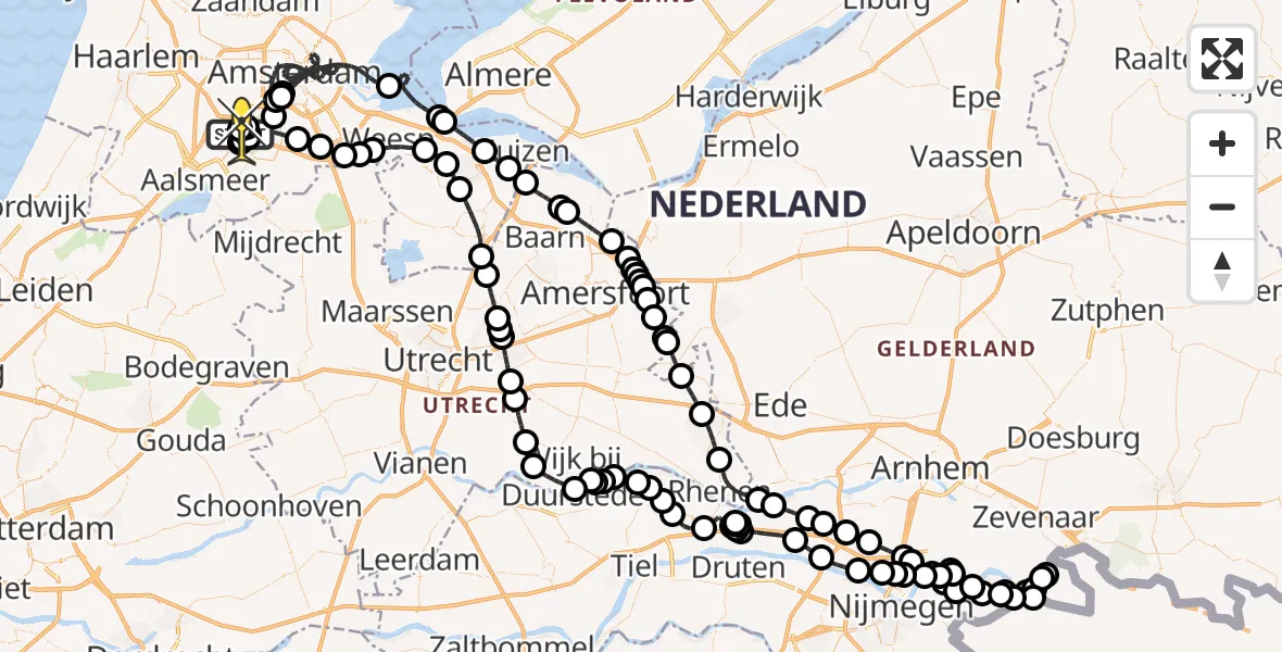 Routekaart van de vlucht: Politieheli naar Schiphol, Westerkimweg