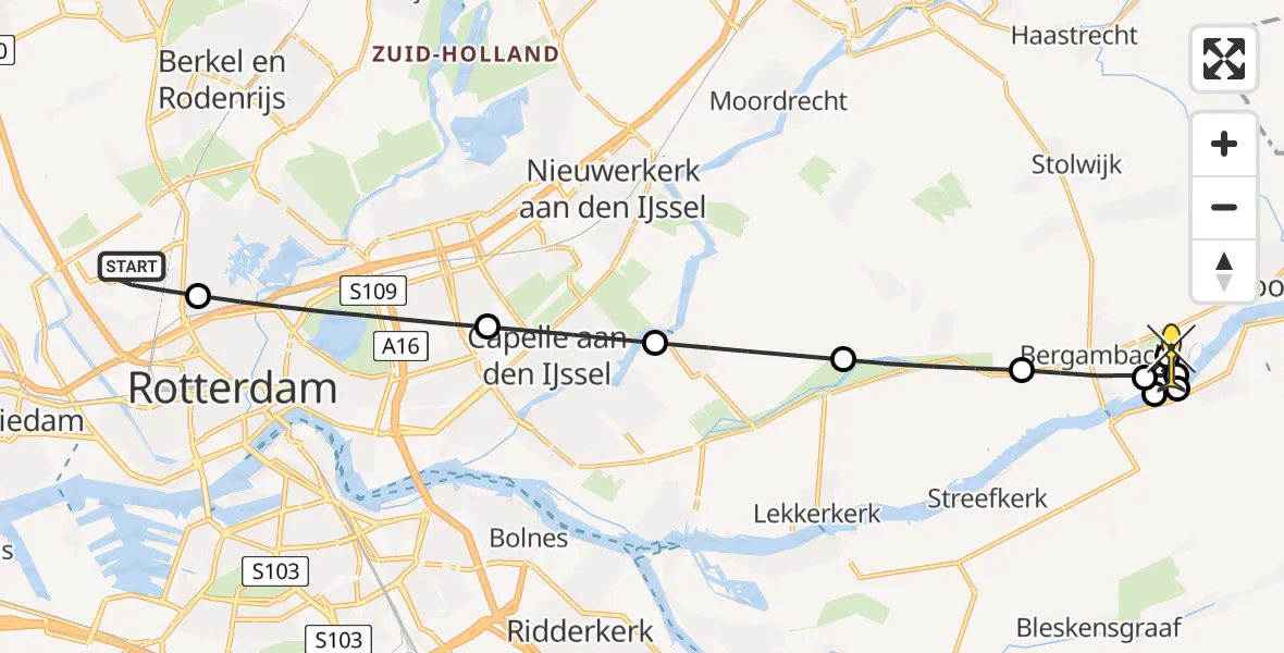 Routekaart van de vlucht: Lifeliner 2 naar Ammerstol, Ada Lovelacestraat