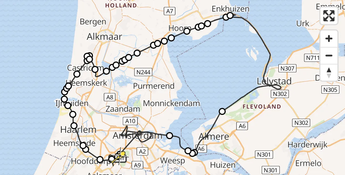 Routekaart van de vlucht: Politieheli naar Schiphol, Thermiekstraat