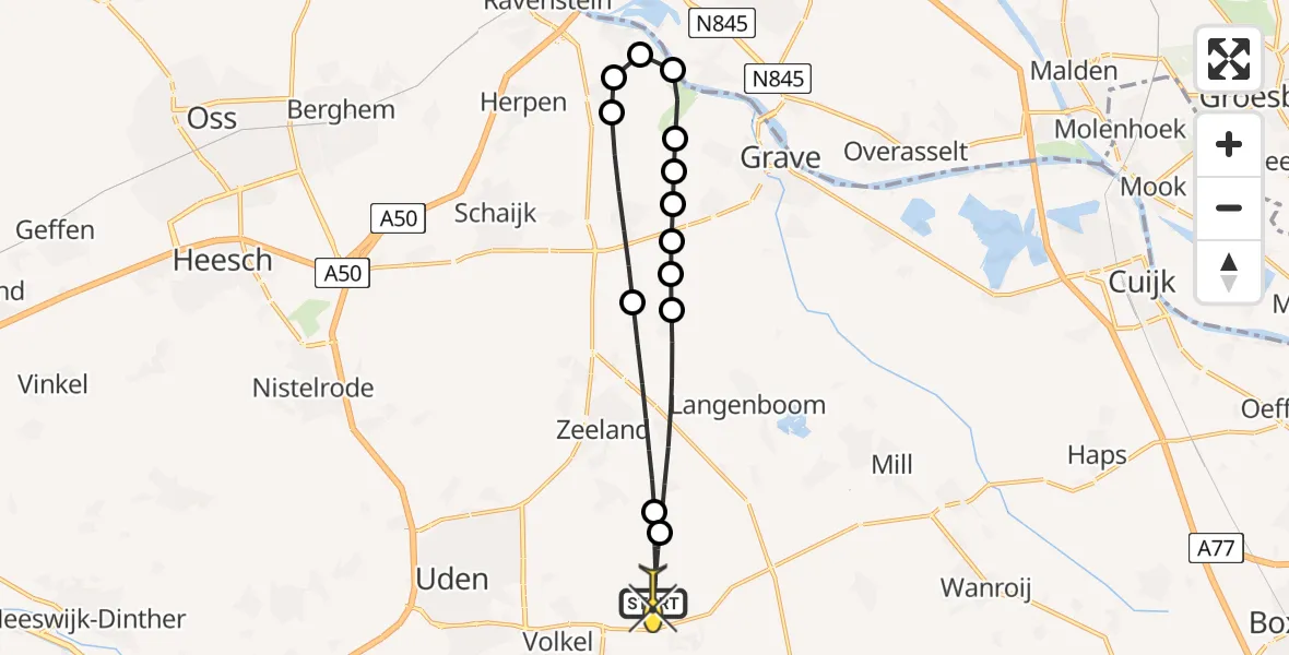 Routekaart van de vlucht: Lifeliner 3 naar Vliegbasis Volkel, Houtvennen