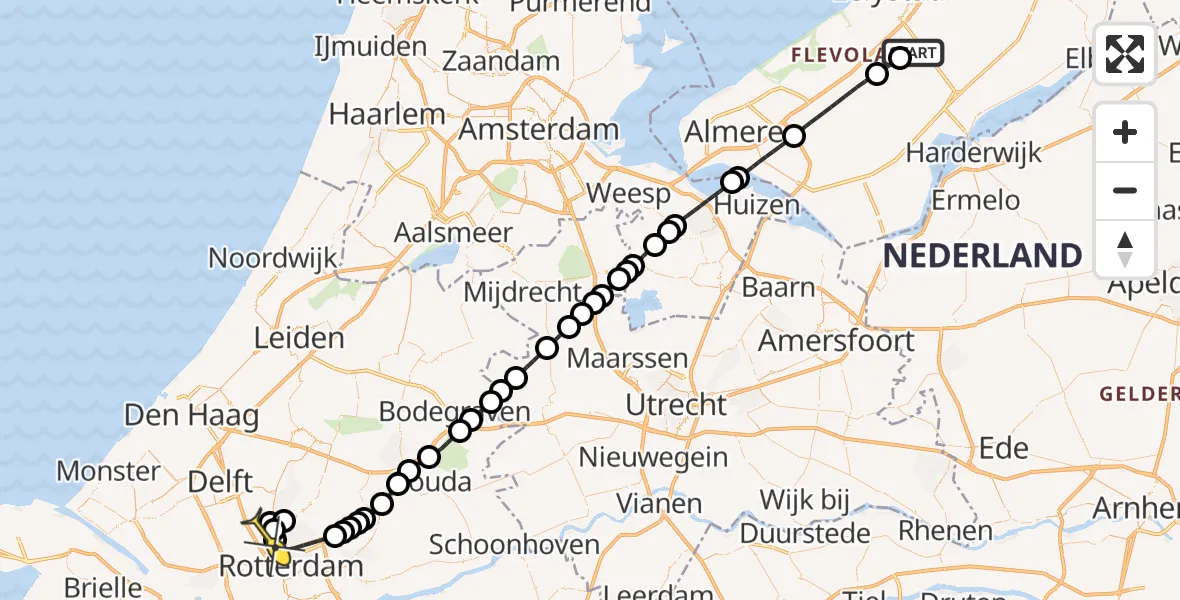 Routekaart van de vlucht: Traumaheli naar Rotterdam The Hague Airport, Talingweg