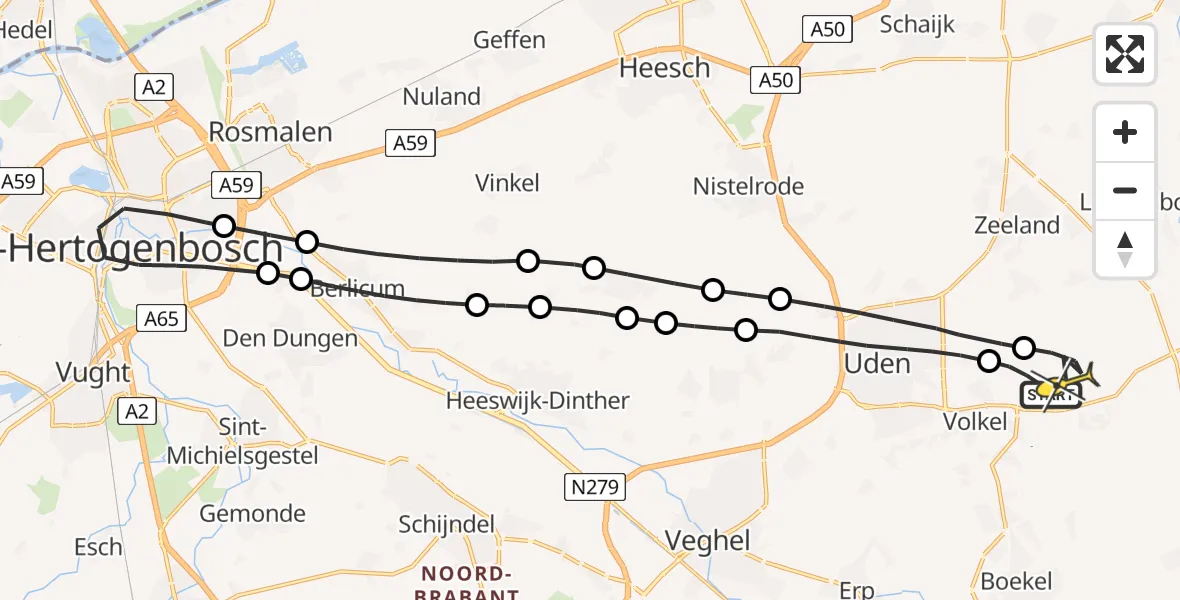 Routekaart van de vlucht: Lifeliner 3 naar Vliegbasis Volkel, Jagersveld