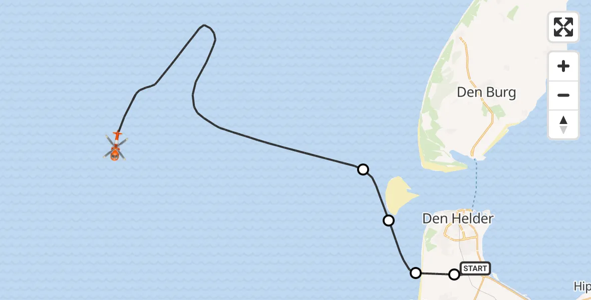 Vluchtroute Kustwachthelikopter Vliegveld De Kooy - , 17 juni 2024, 16:55