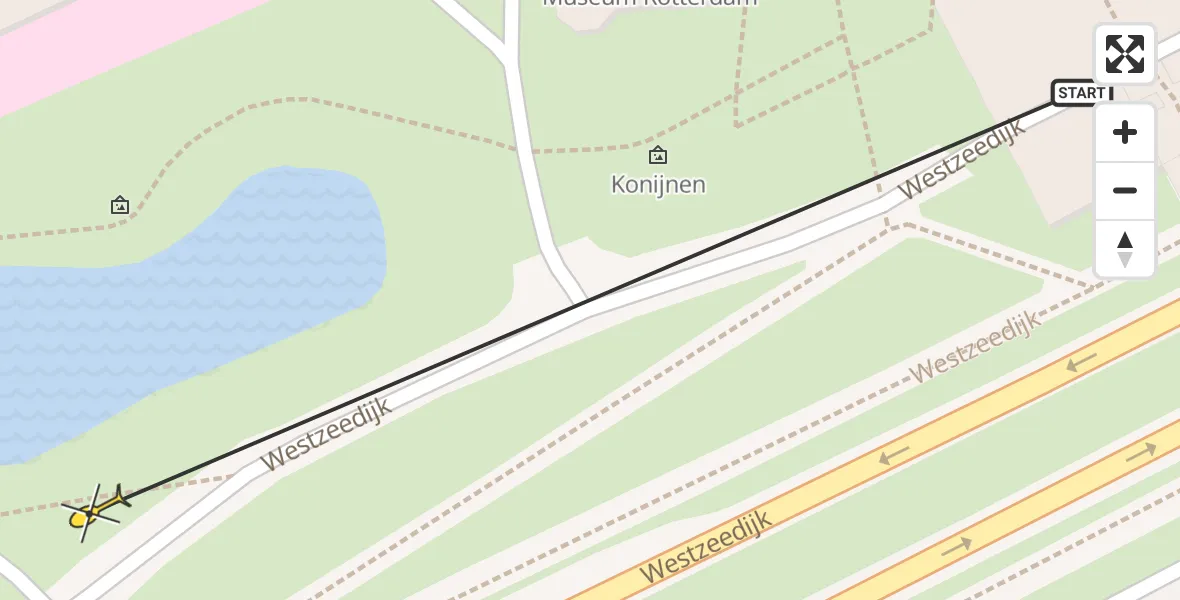 Vluchtroute Traumahelikopter van Erasmus MC naar Erasmus MC