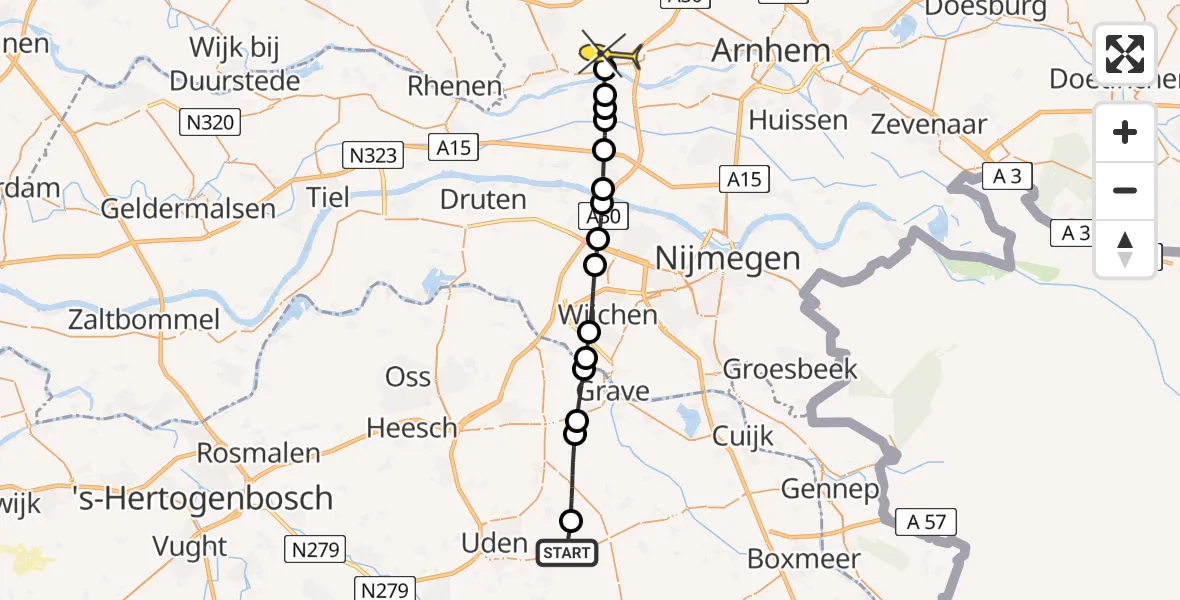 Routekaart van de vlucht: Lifeliner 3 naar Renkum, Houtvennen