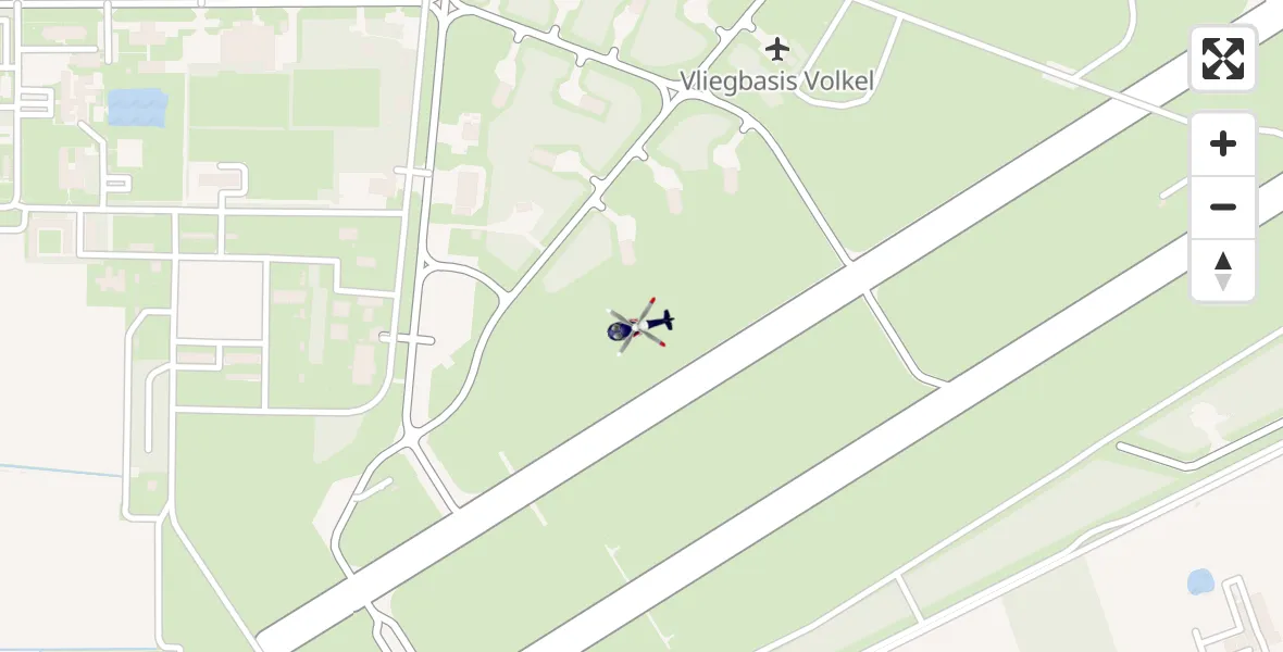 Vluchtroute Politiehelikopter van Vliegbasis Volkel naar Vliegbasis Volkel