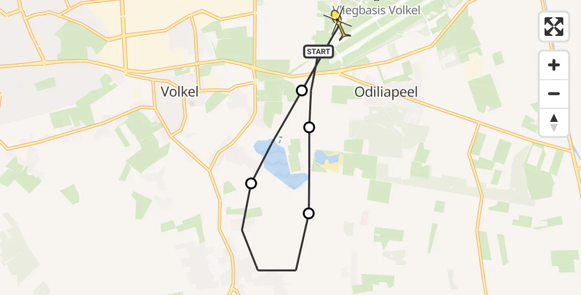 Routekaart van de vlucht: Lifeliner 3 naar Vliegbasis Volkel, Vogelstraat