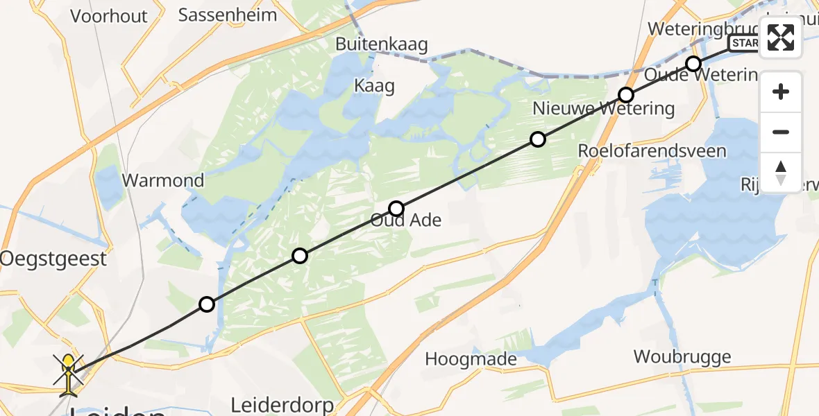 Routekaart van de vlucht: Lifeliner 1 naar Leiden, Dotterbloem