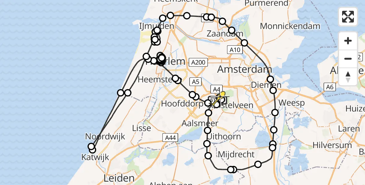 Vluchtroute Politiehelikopter van Schiphol naar Schiphol