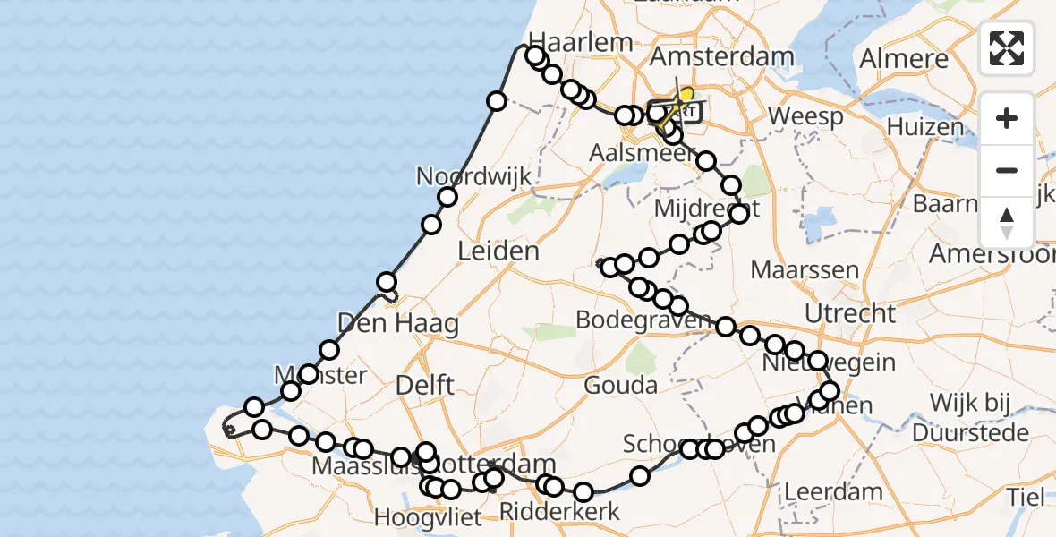 Routekaart van de vlucht: Politieheli naar Schiphol, Loevesteinse Randweg