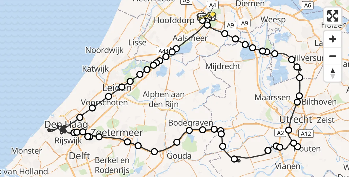 Routekaart van de vlucht: Politiehelikopter naar Schiphol, Kraayveldstraat