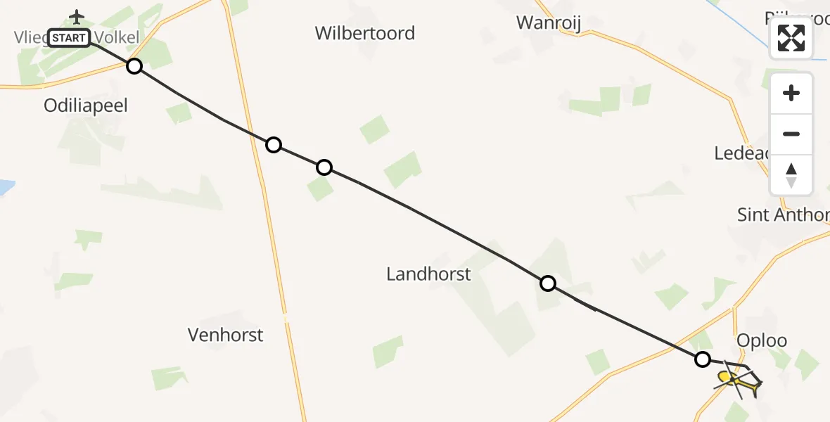 Routekaart van de vlucht: Lifeliner 3 naar Oploo, Nieuwedijk