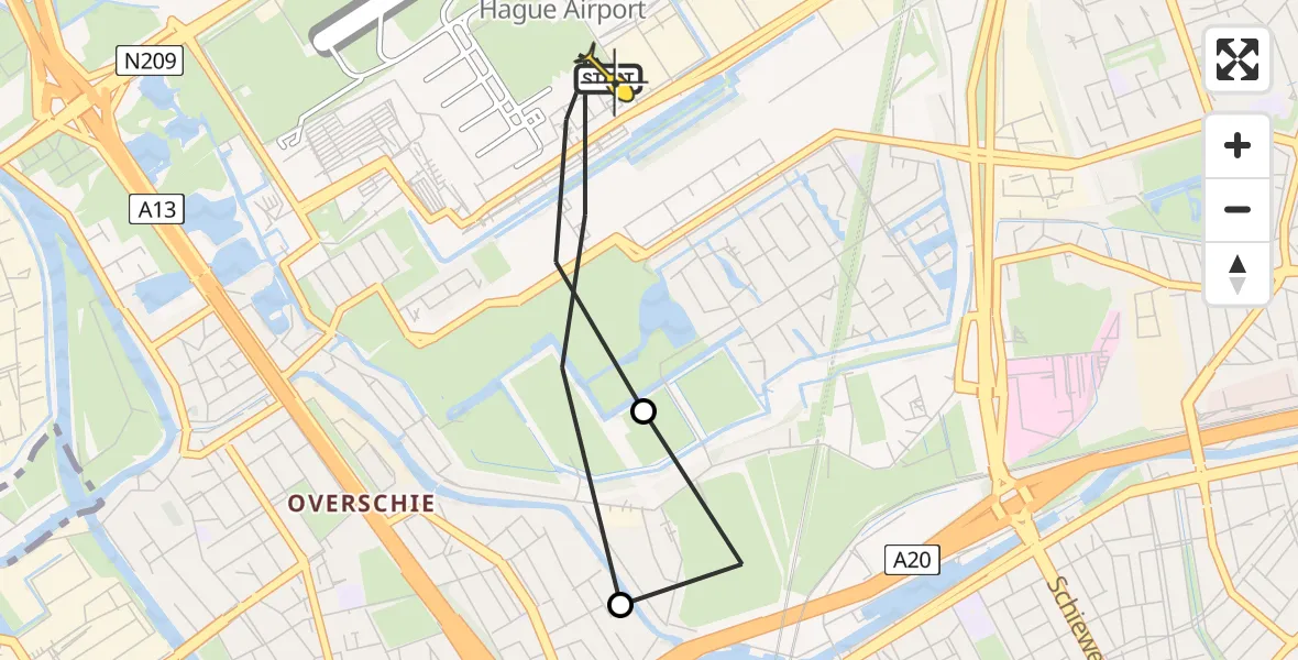 Routekaart van de vlucht: Lifeliner 2 naar Rotterdam The Hague Airport, Pilotenpad