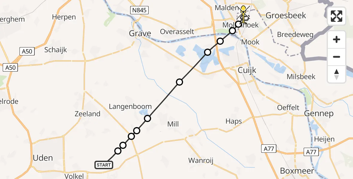 Routekaart van de vlucht: Lifeliner 3 naar Molenhoek, Zeelandsedijk