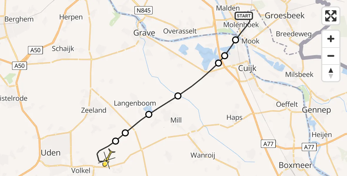 Routekaart van de vlucht: Lifeliner 3 naar Vliegbasis Volkel, Lierweg