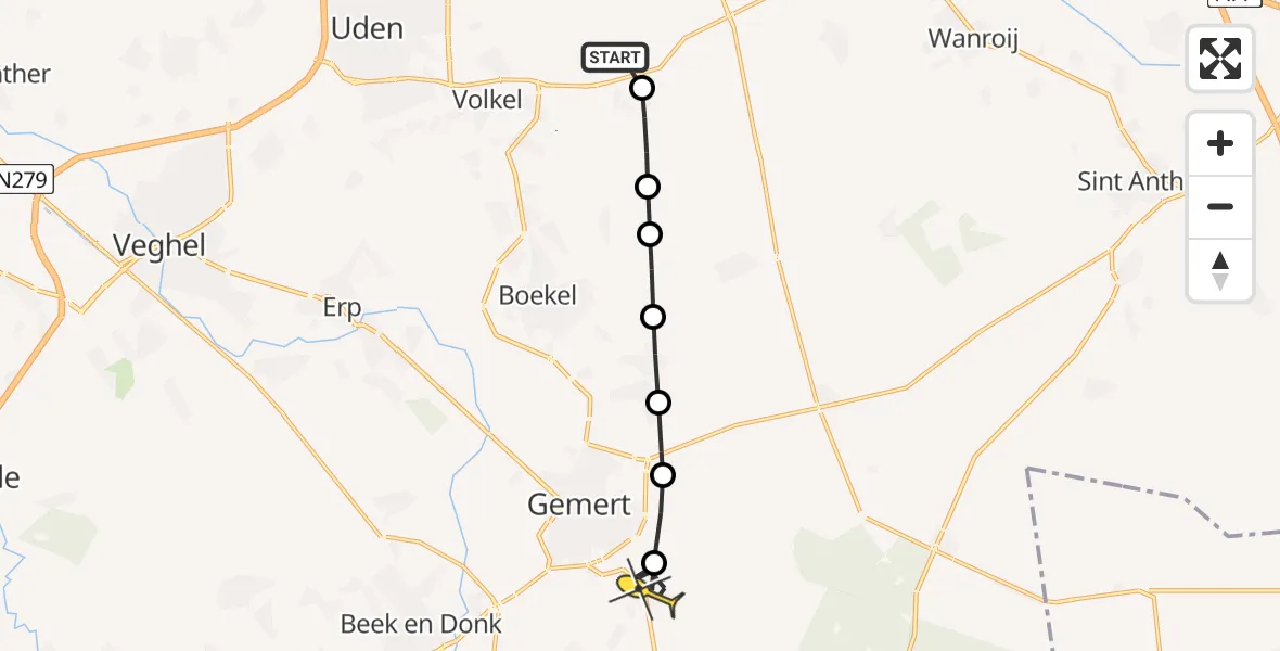 Routekaart van de vlucht: Lifeliner 3 naar De Mortel, Beukenlaan