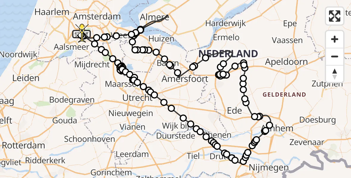 Routekaart van de vlucht: Politieheli naar Schiphol, Kraayveldstraat