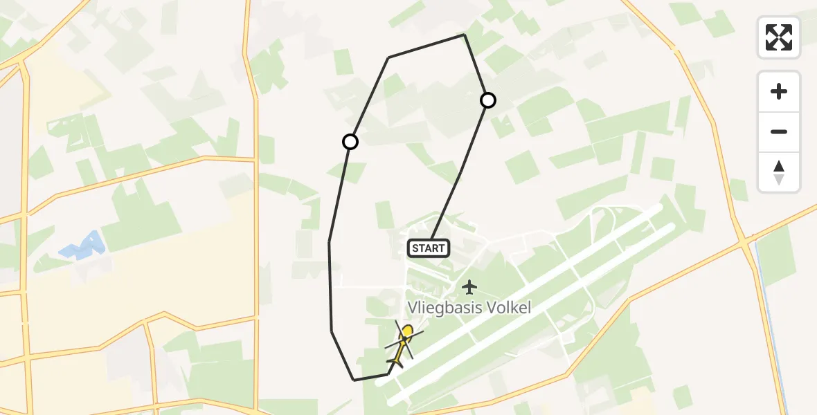 Routekaart van de vlucht: Lifeliner 3 naar Vliegbasis Volkel, Trentsedijk