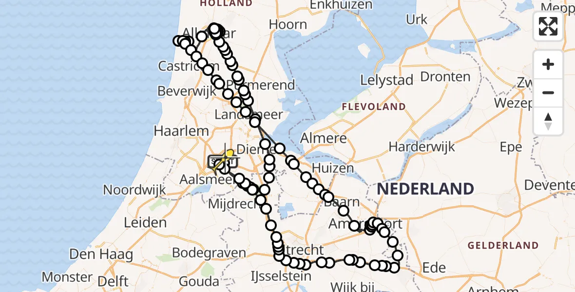Routekaart van de vlucht: Politieheli naar Schiphol, Walaardt Sacréstraat
