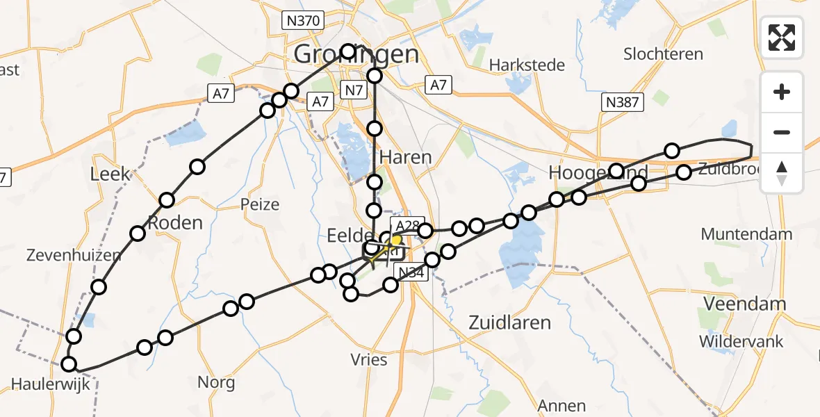 Routekaart van de vlucht: Lifeliner 4 naar Groningen Airport Eelde, Lugtenbergerweg