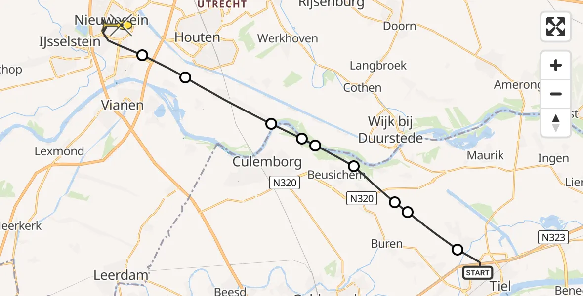 Routekaart van de vlucht: Lifeliner 3 naar Nieuwegein, Zoelenseweg