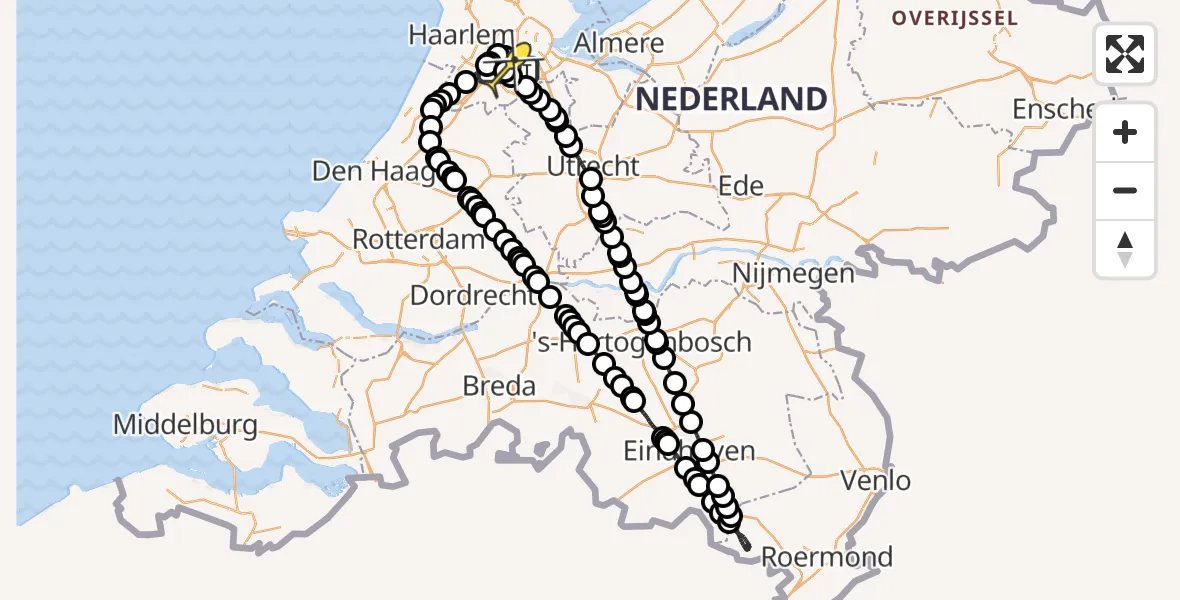 Vluchtroute Politiehelikopter van Schiphol naar Schiphol