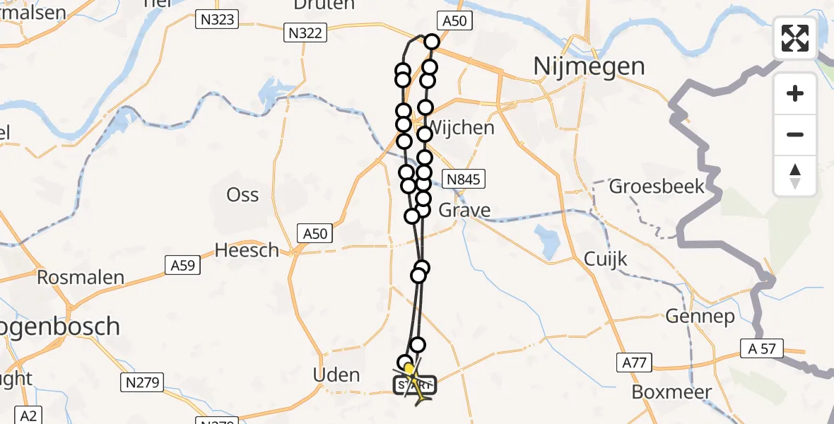 Routekaart van de vlucht: Lifeliner 3 naar Vliegbasis Volkel, Houtvennen