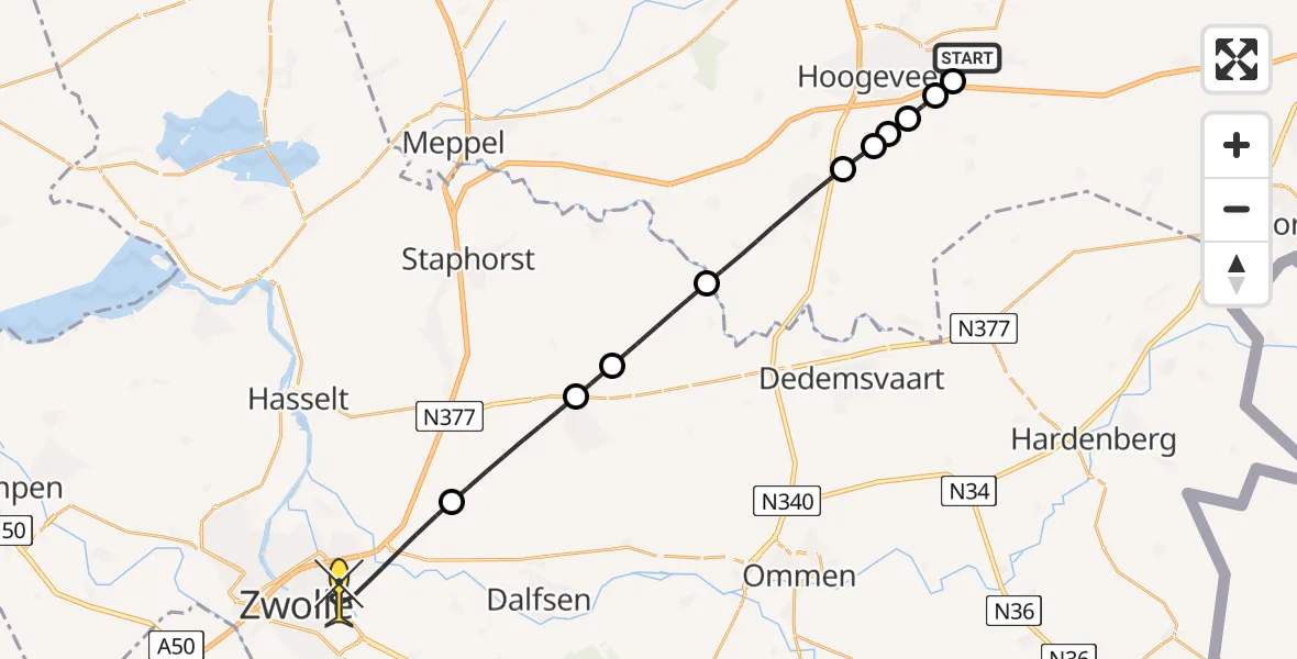 Routekaart van de vlucht: Lifeliner 4 naar Zwolle, Krakeel