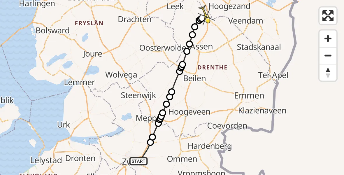 Routekaart van de vlucht: Lifeliner 4 naar Groningen Airport Eelde, Kuyerhuislaan