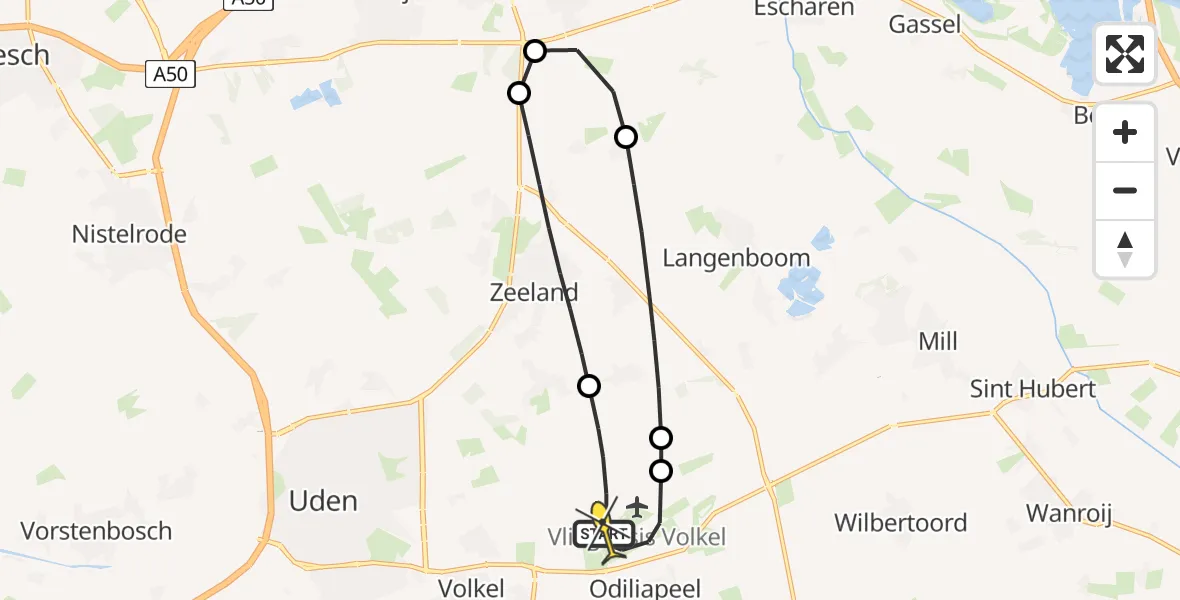 Routekaart van de vlucht: Lifeliner 3 naar Vliegbasis Volkel, Houtvennen