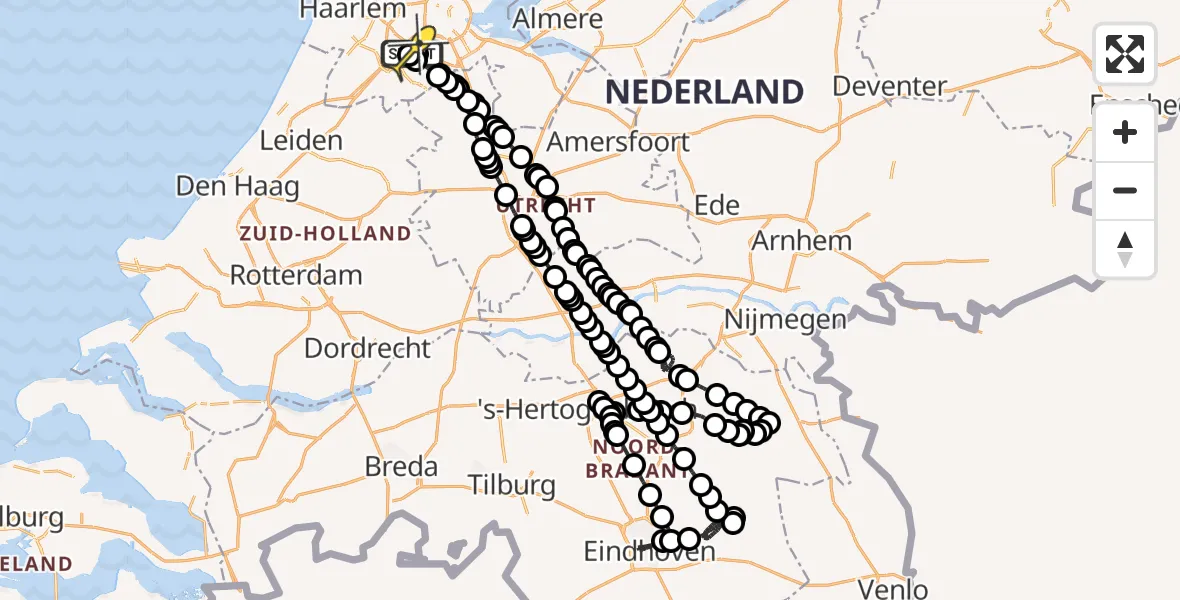 Vluchtroute Politiehelikopter van Schiphol naar Schiphol
