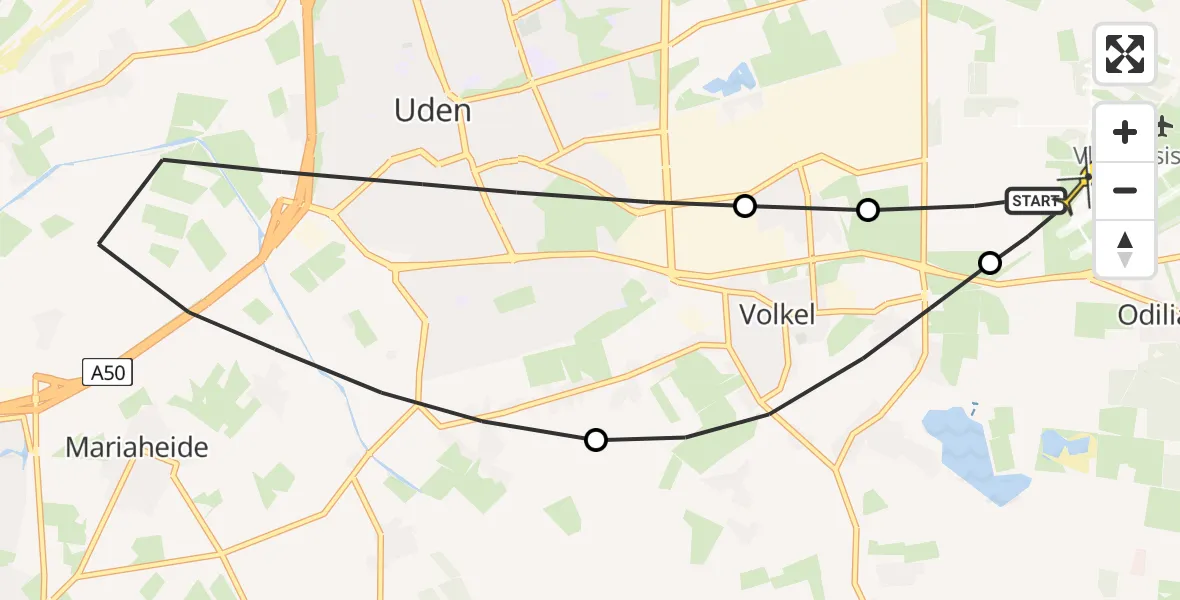 Routekaart van de vlucht: Lifeliner 3 naar Vliegbasis Volkel, Venstraat