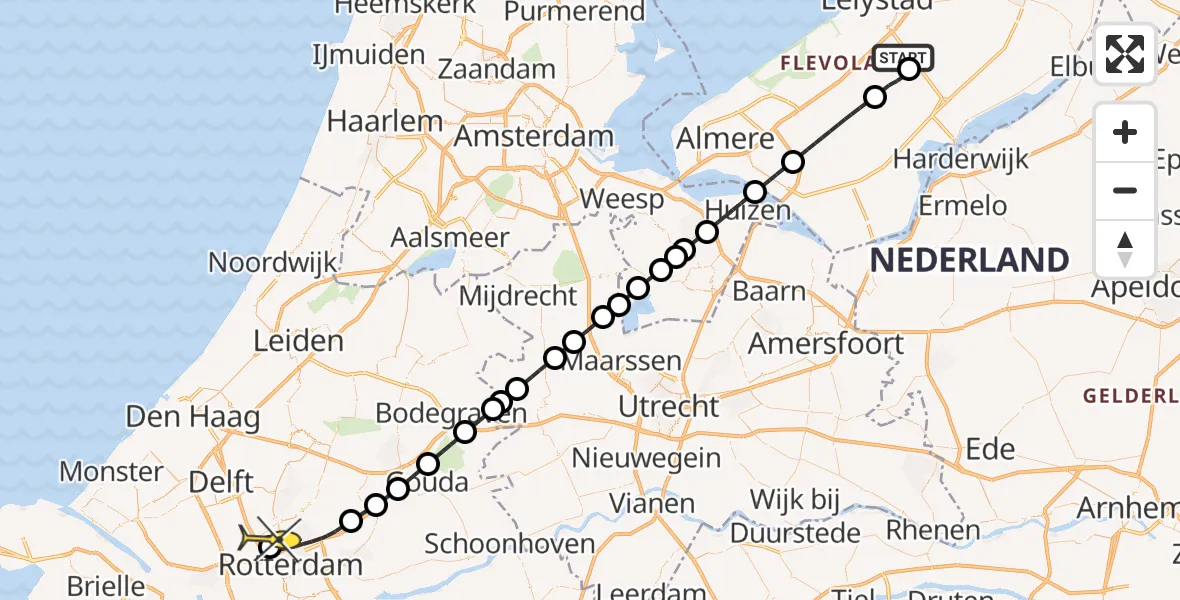 Routekaart van de vlucht: Lifeliner 2 naar Rotterdam The Hague Airport, Eendenweg